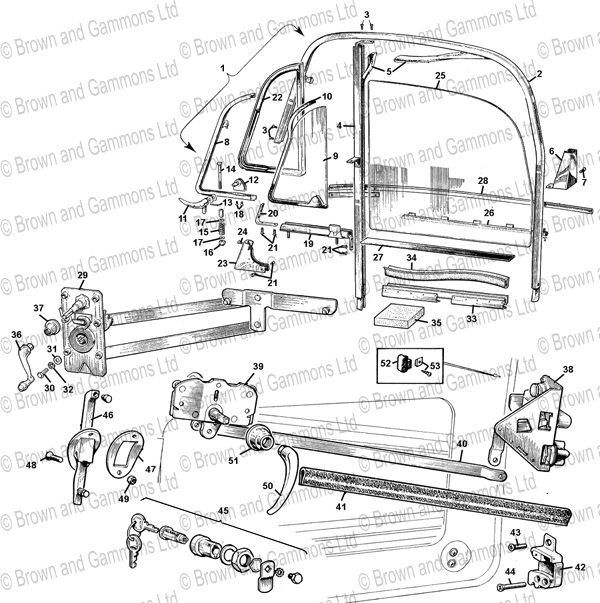 Image for Coupe door windows. Door locks & Fittings